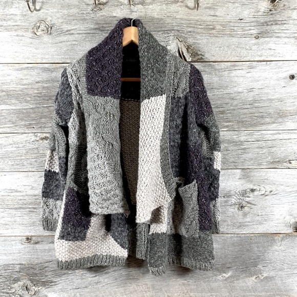 LINE Patchwork wide collar Cardigan - Picture 1 of 4